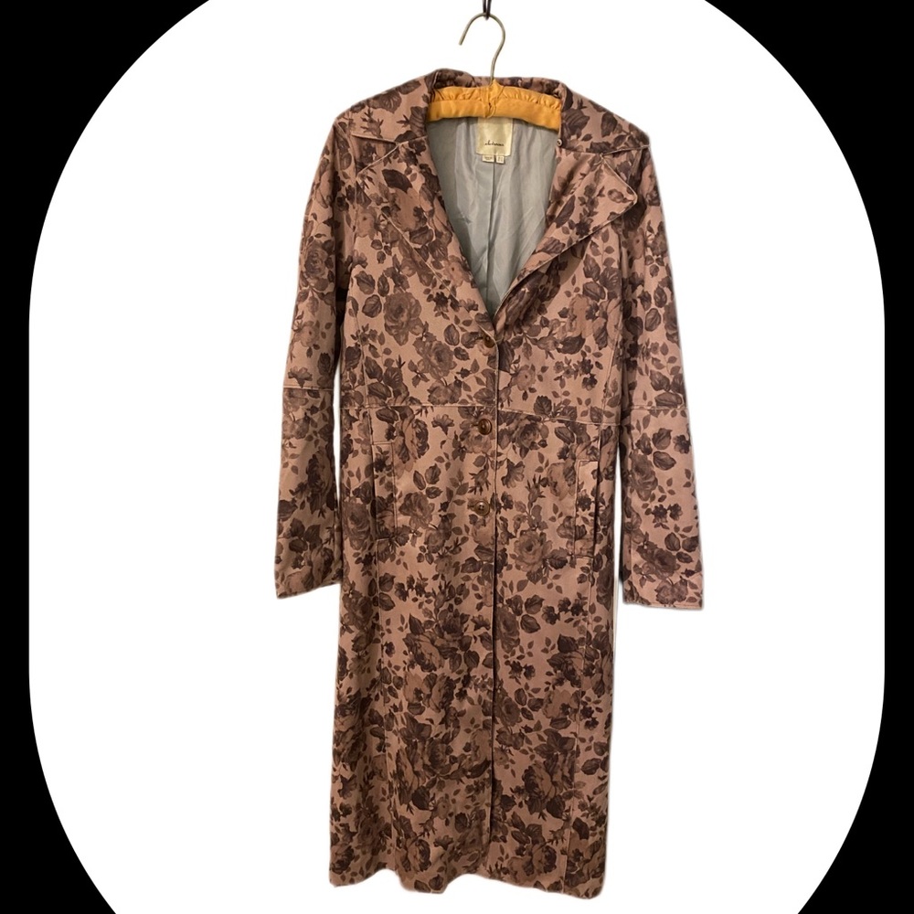 Anthropologie faux suede long jacket